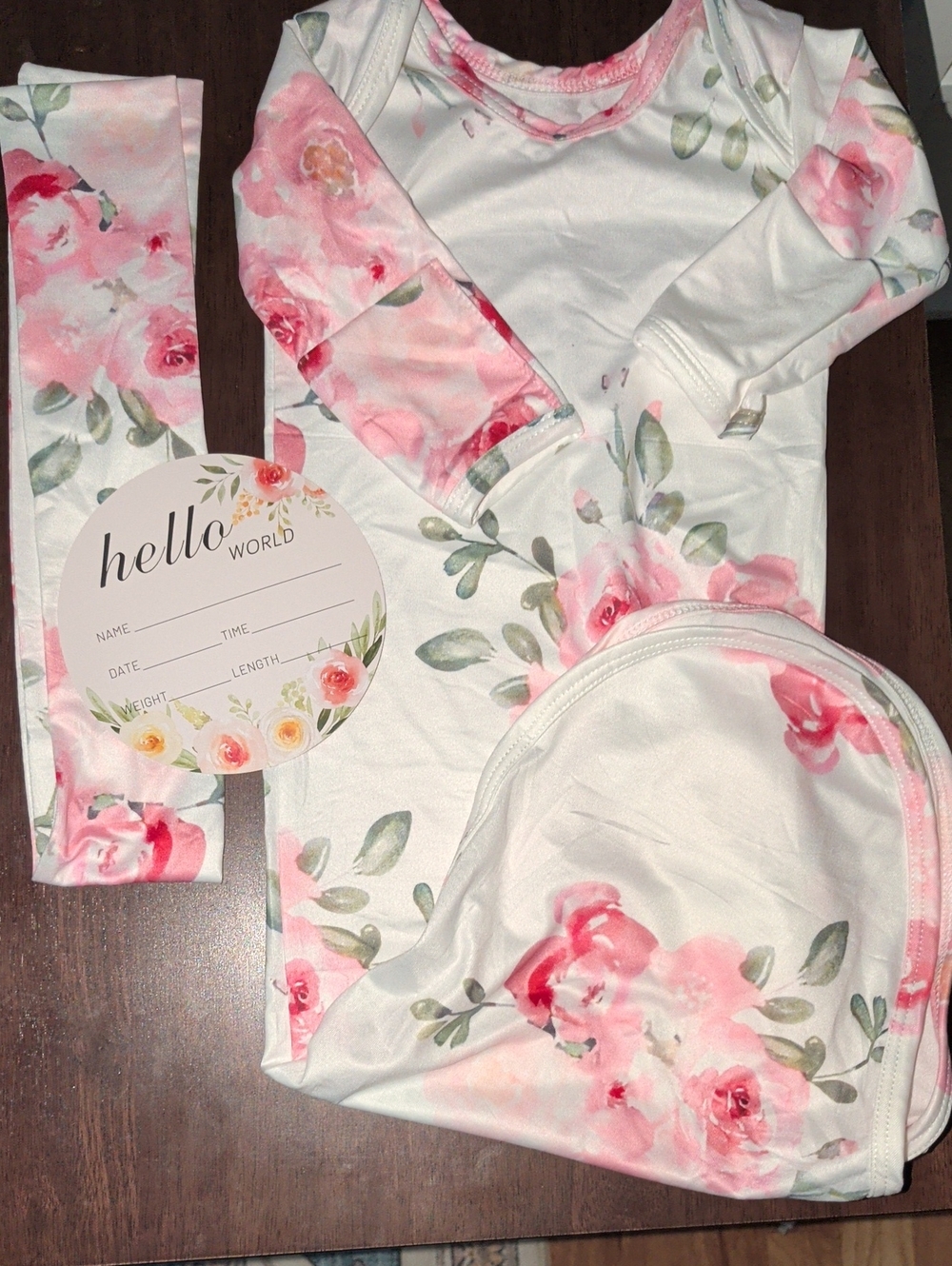 Floral Pink Baby Pajama Set with Matching Headband